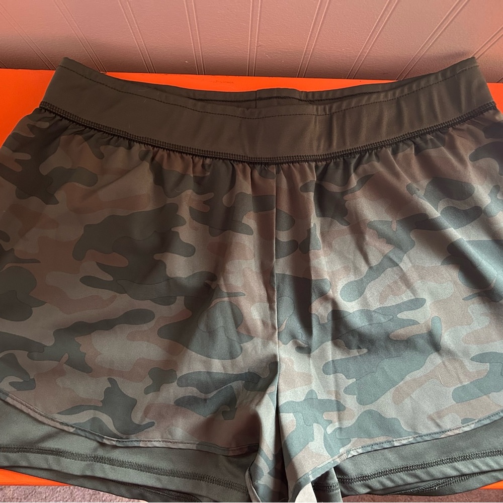 Danskin Camo Green Layered Running Shorts